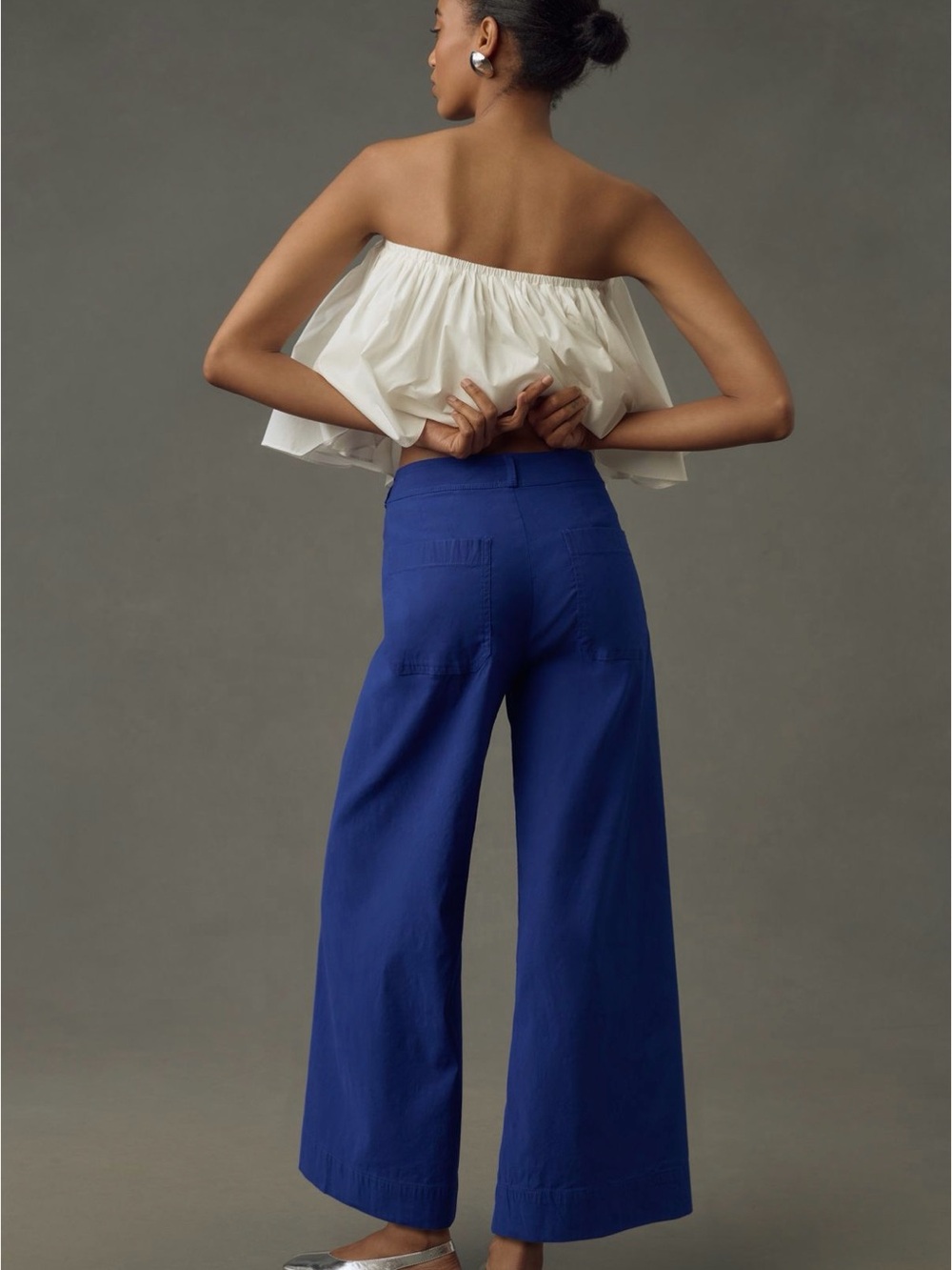 Maeve Wide-Leg High-Rise Pants in Cobalt Blue - Picture 2 of 11